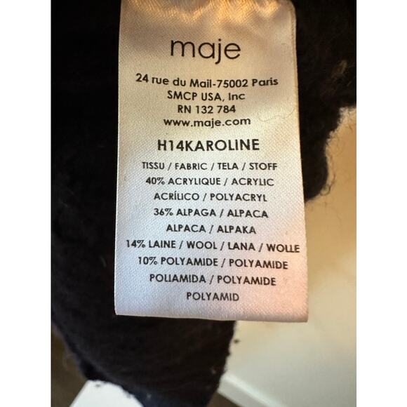 Maje Navy Alpaca Wool Textured Sweater, Size 1 - Picture 5 of 5